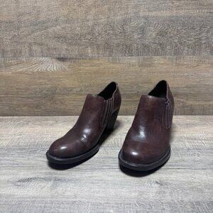 Born Olivia Brown Leather Heeled Booties Women's Size 7.5